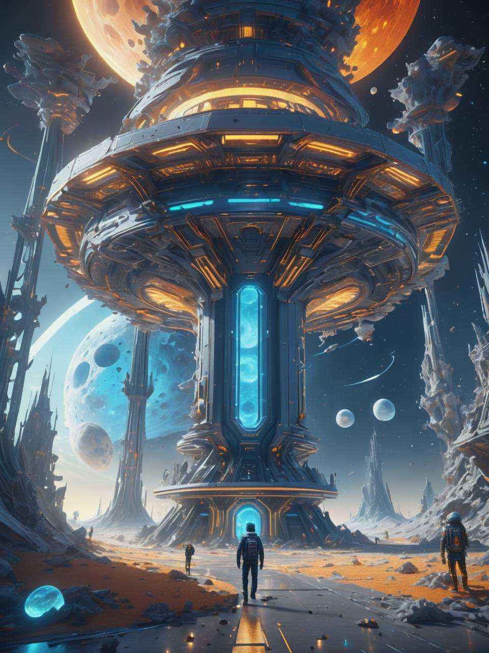 ((best quality)), ((masterpiece)), ((realistic,digital art)), (hyper detailed),DonMPl4**4T3chXL  Spaceport Moonlight,Decomposing Matter,Changing Season, octane rendering, raytracing, volumetric lighting, Backlit,Rim Lighting, 8K, HDR,  <lora:DonMPl4**4T3chXL-000010:0.7>