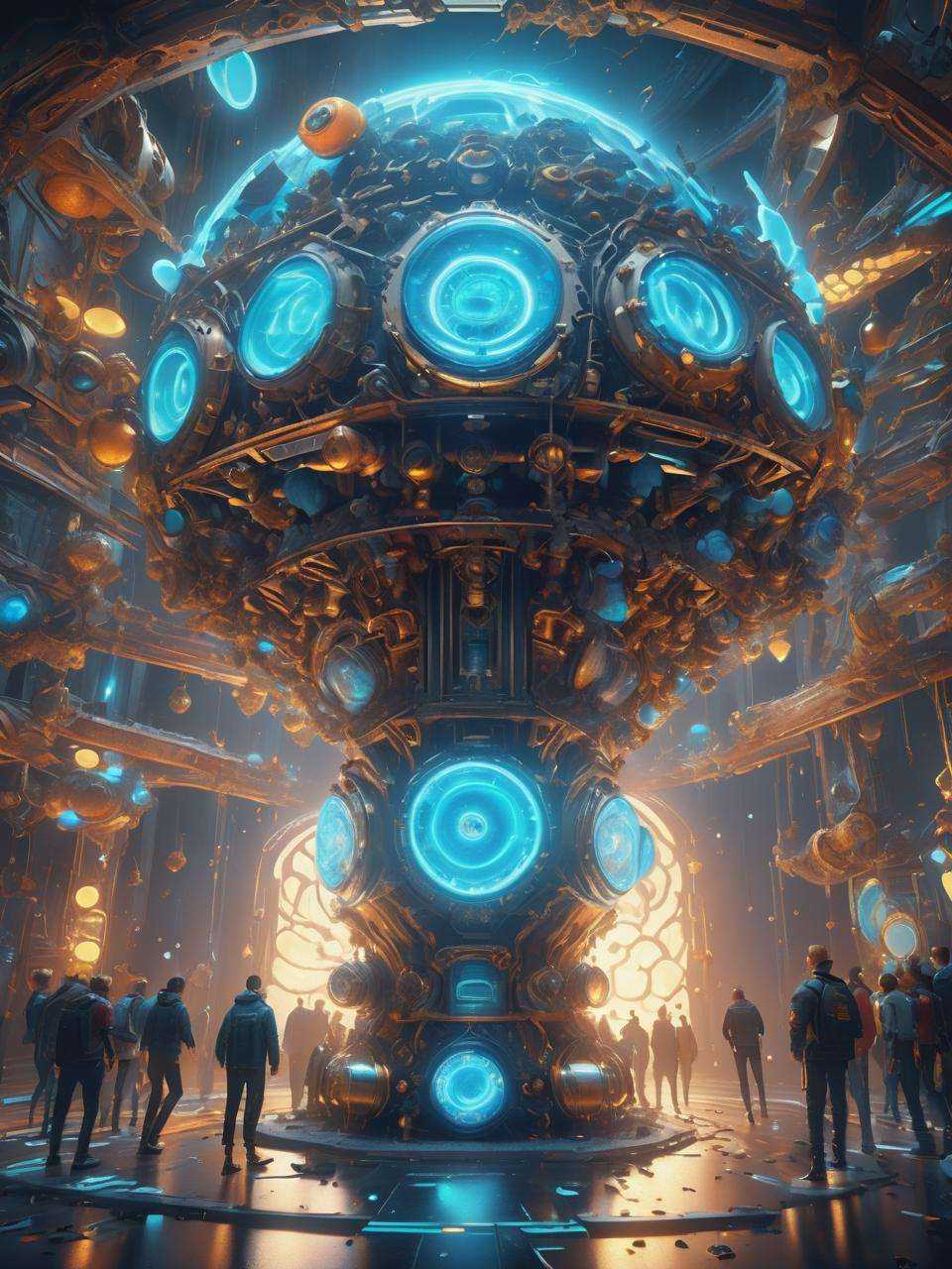 ((best quality)), ((masterpiece)), ((realistic,digital art)), (hyper detailed),DonMPl4**4T3chXL Vast Rube Goldberg, Status Indicators,Override Controls,Touchpads,Sprockets,Emergency Lights, Moiré, Coarse, , octane rendering, raytracing, volumetric lighting, Backlit,Rim Lighting, 8K, HDR,  <lora:DonMPl4**4T3chXL-000010:0.7>