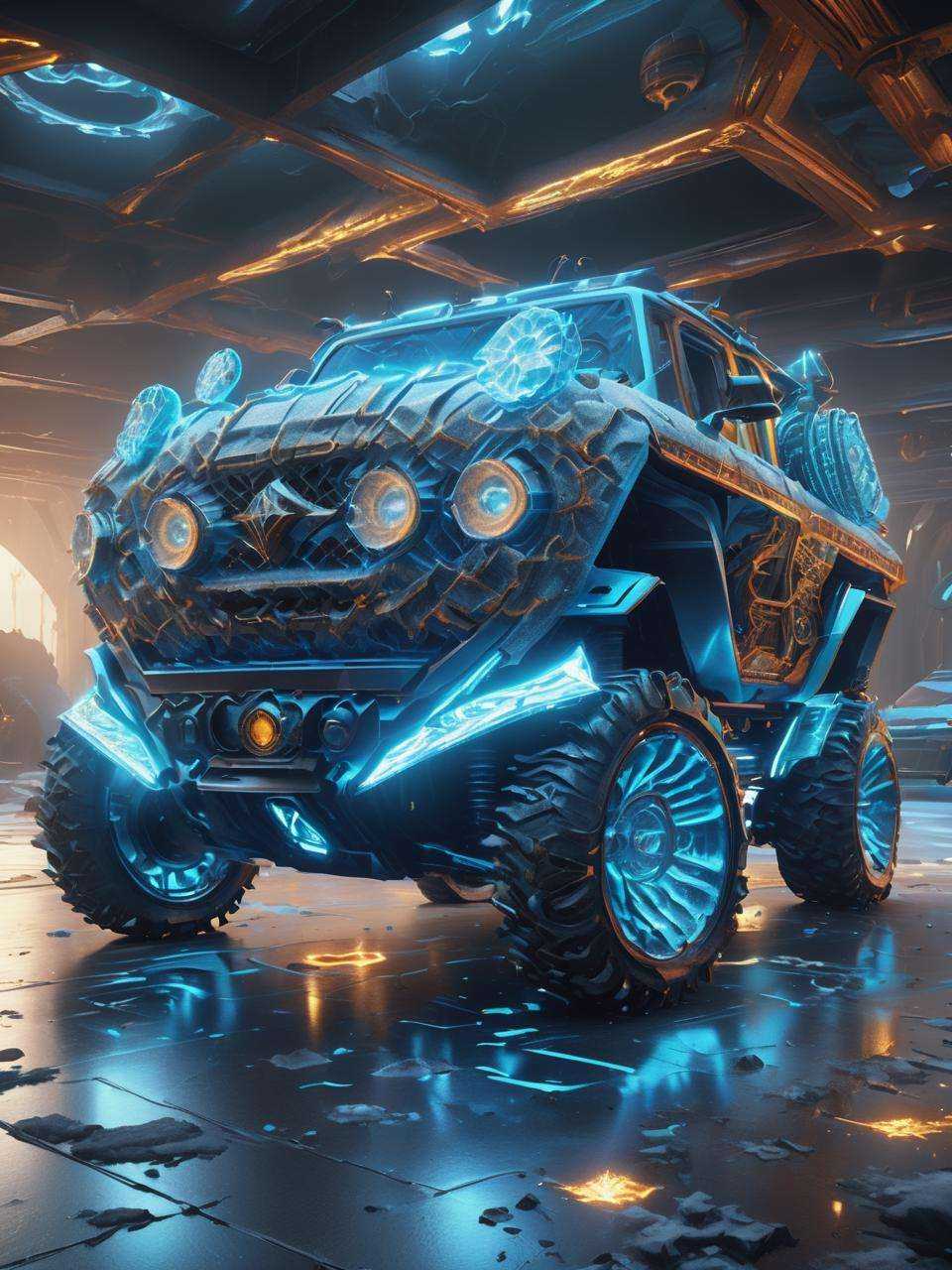 ((best quality)), ((masterpiece)), ((realistic,digital art)), (hyper detailed),DonMPl4**4T3chXL  Triton 3300/3,   Laser Headlights,  Air Suspension, Ice, Rugged,  Woven Texture,, octane rendering, raytracing, volumetric lighting, Backlit,Rim Lighting, 8K, HDR,  <lora:DonMPl4**4T3chXL-000010:0.7>