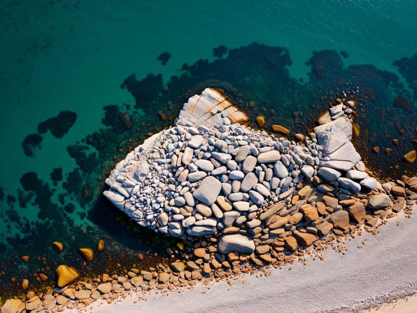 big stylized light grey shape of a fish made of rocks,  landartAerial,  rocks on Tensor.Art