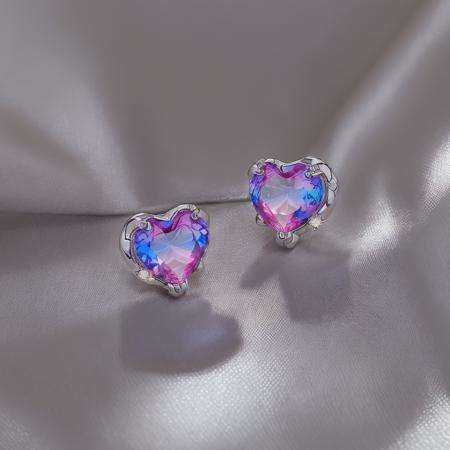 ding,purple diamond stud earrings,heart stud earrings,white background,purple crystal,silk,,<lora:ershiv2:1>,