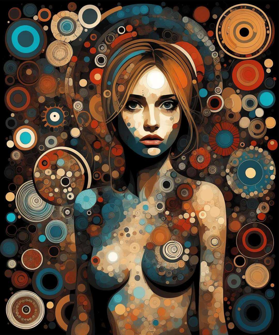 girl,  eclectic art,  circles on Tensor.Art
