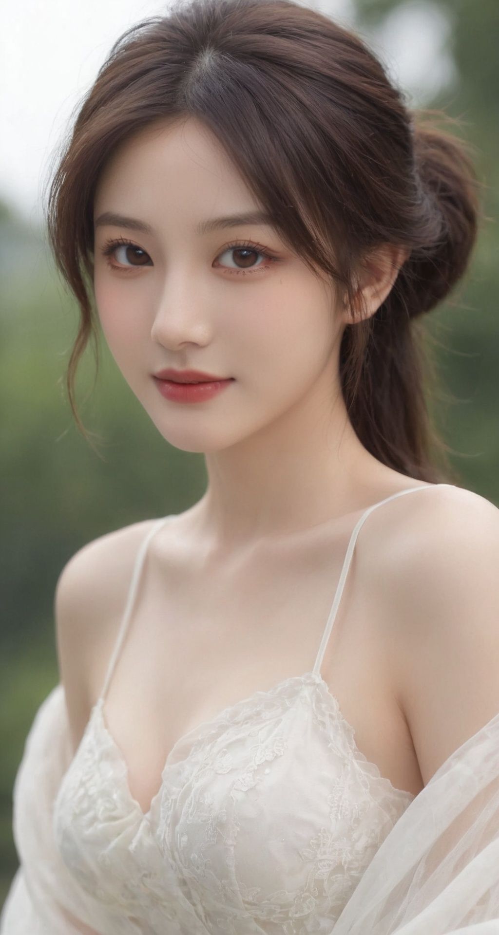 (Reality :1.5), Official art, Uniform 8k quality, Super Detail, Fine Detail Skin, (Movie Angle), Movie Texture, Movie Lighting, {{1 girl}}, Vermilion lips,Messy hair,Large breasts,unbuttoned_ white_shirtadjusting clothes, 
layered_clothing, 
outdoor,westlake ,yae miko,1girl,emma,{{best quality}}, {{highly detailed}}, masterpiece, illustration, ultra-detailed, {full body}, 1girl, {8k wallpaper}, overexposure, veil, huge filesize, absurdres, incredibly absurdres, real, solo, ***** lady like woman, black hair,  brown eyes, eyes visible through hair,big breasts, seductive smile, hand on hip,