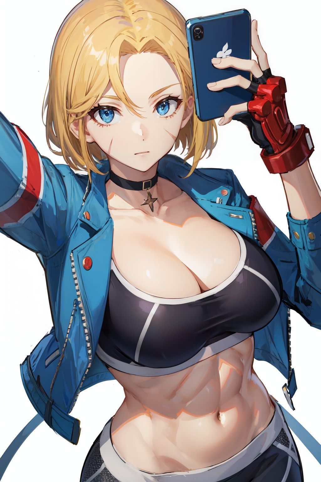 cammy sf6,  black sports bra,  choker on Tensor.Art