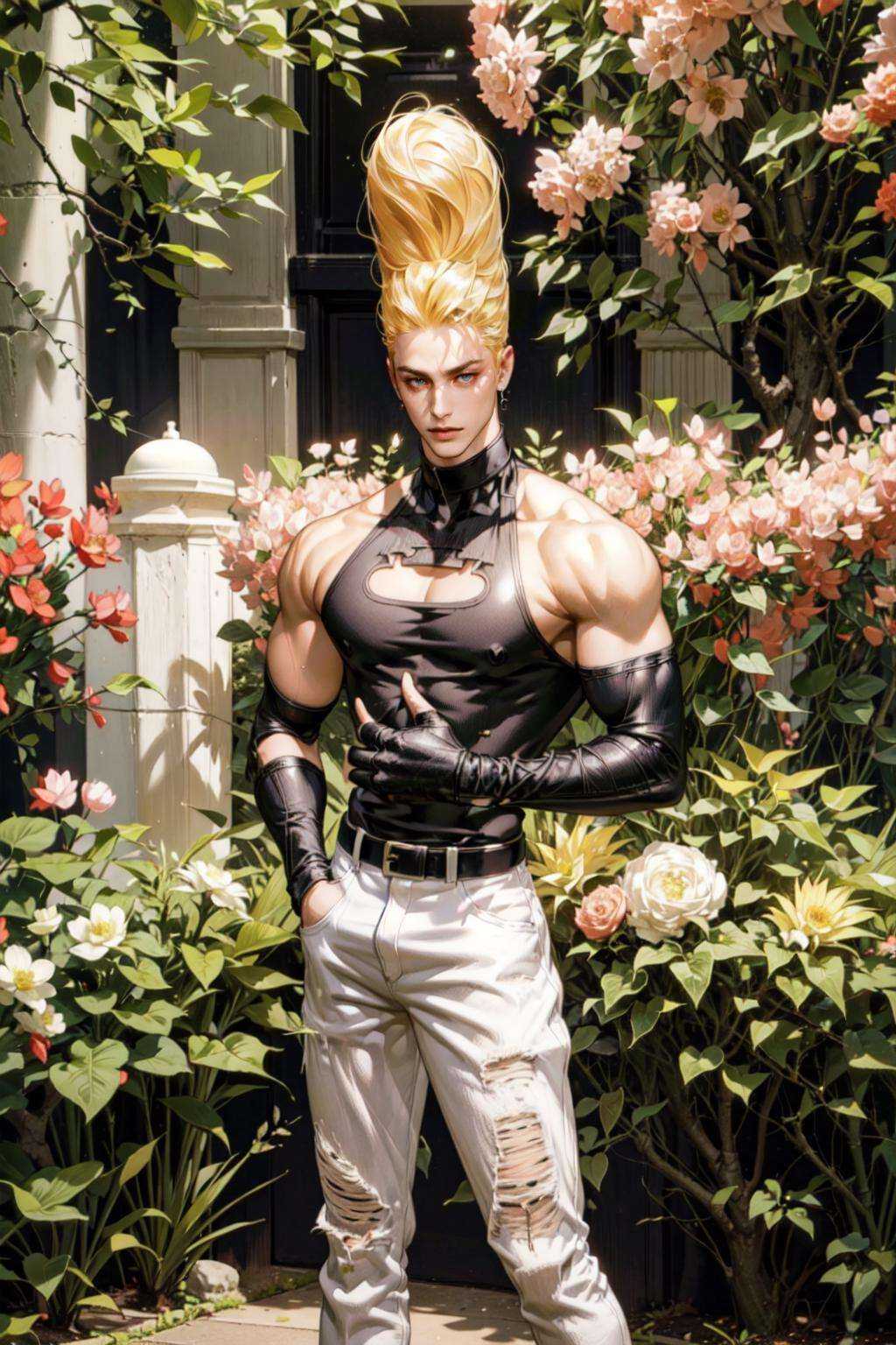 BenimaruKOF,  1guy,  flower garden on Tensor.Art