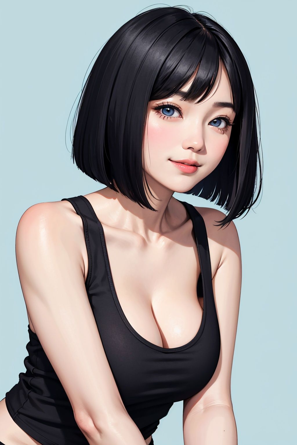 asian woman,  bob cut,  close-up on Tensor.Art