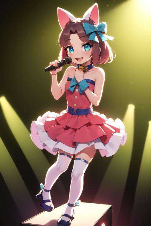 moneko,  pink dress,  blue bow on Tensor.Art