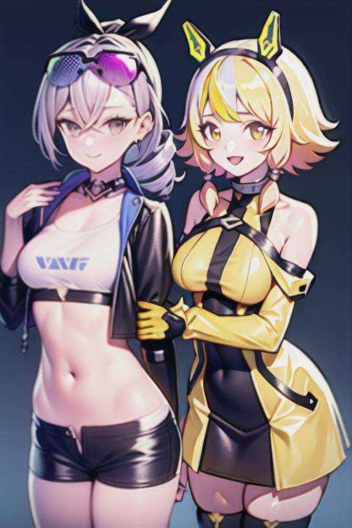2girls,  looking at viewer,  smile on Tensor.Art