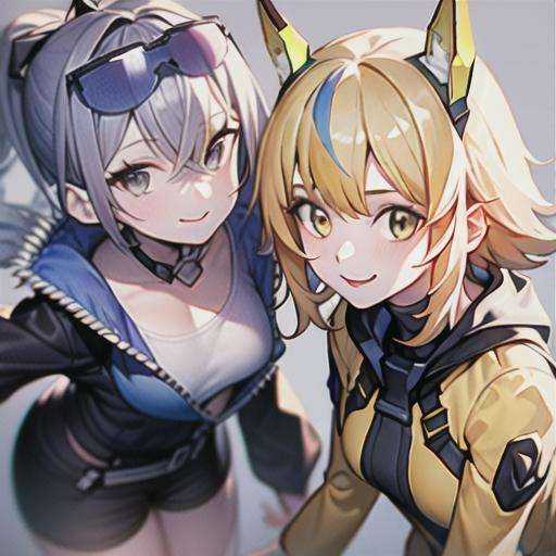 2girls,  looking at viewer,  smile on Tensor.Art