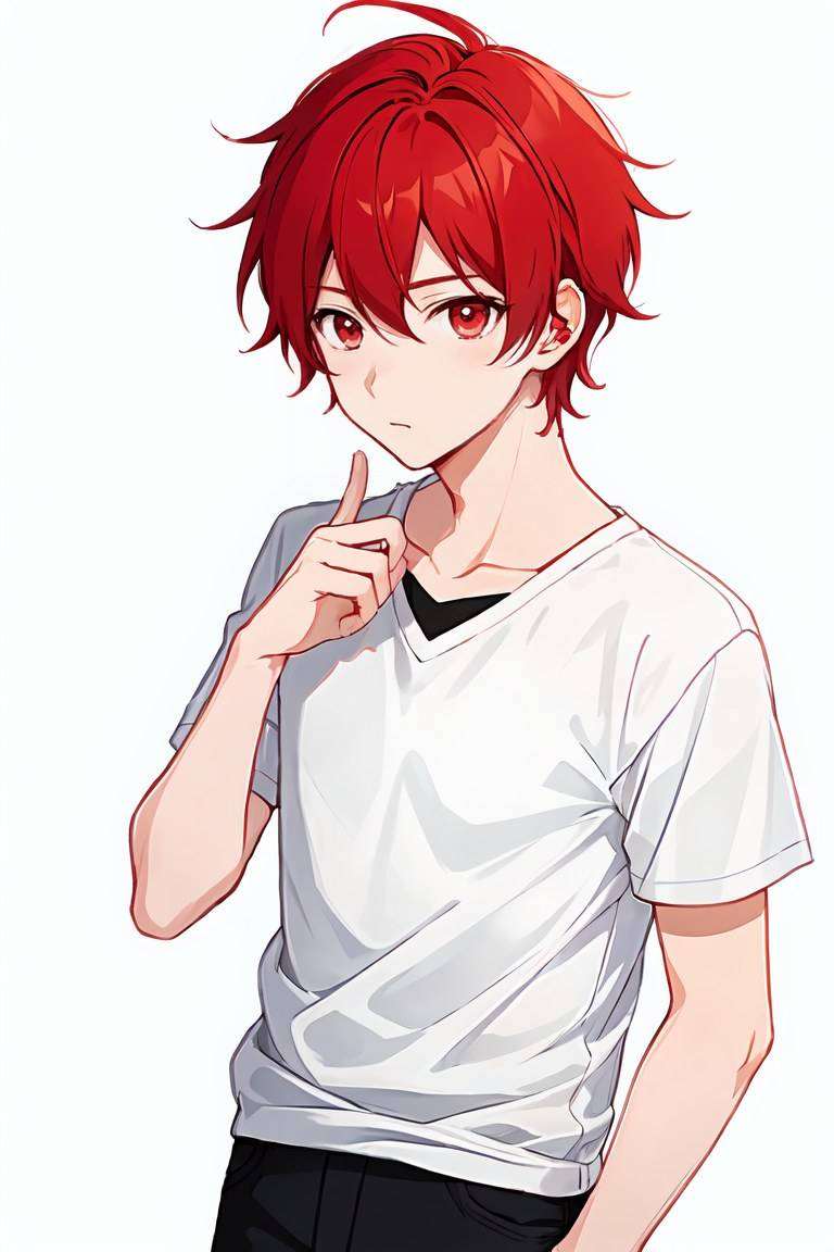1boy,  red hair,  cel-shading style on Tensor.Art
