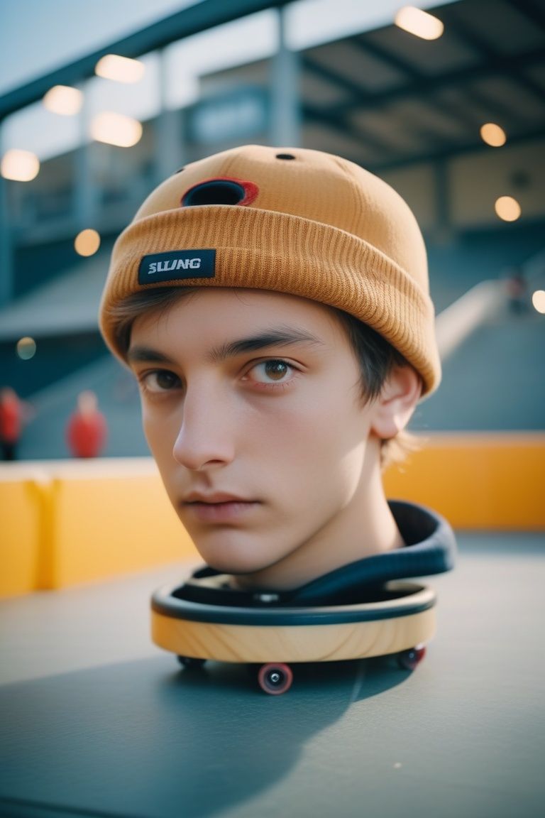 cinematic photo A head with a skatepark . 35mm photograph, film, bokeh, professional, 4k, highly detailed