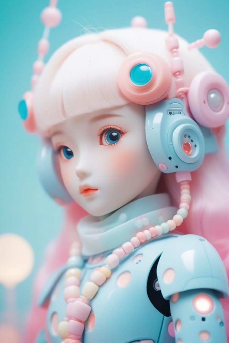 cinematic photo pretty colorful robot girl doll, by Hsiao-Ron Cheng . 35mm photograph, film, bokeh, professional, 4k, highly detailed