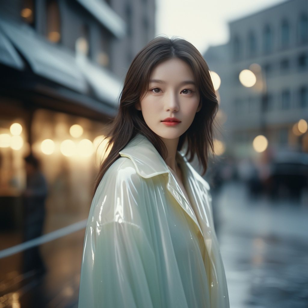 analog film photo chinese girl,cinematic film still,((Establishing_Shot)),((looking away)),expression of enjoyment,an ultra high definition professional high fashion portrait full length photograph,a model wearing a transparent pearlescent raincoat in an icelandic black rock environment at dawn,no artefacts,extremely detailed,stark,refraction,shallow depth of field,volumetric light and shadow,ray tracing,light rays,shallow depth of field,vignette,highly detailed,high budget,bokeh,cinemascope,moody,epic,gorgeous,film grain,grainy . faded film,desaturated,35mm photo,grainy,vignette,vintage,Kodachrome,Lomography,stained,highly detailed,found footage,