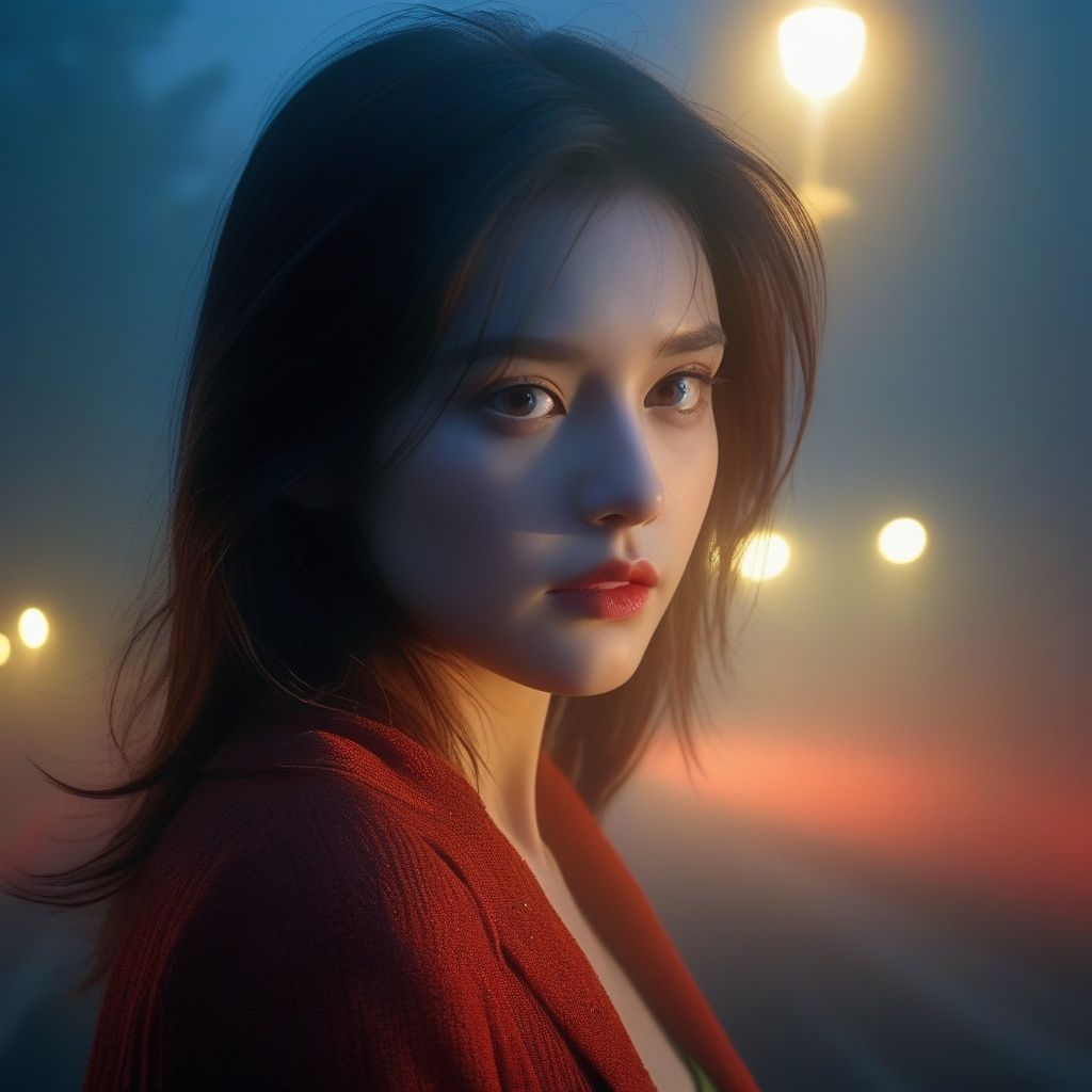 1girl,A mysterious woman,fog,movie lights (masterpiece,best quality),