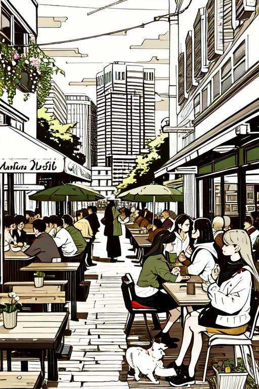 city,  street,  coffee shops by Mytee on Tensor.Art