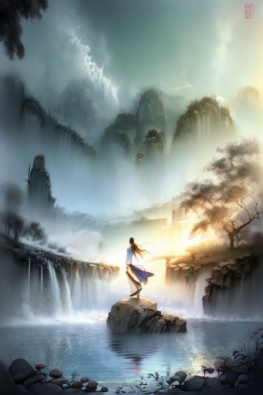 1 girl,  charming,  nature landscape on Tensor.Art
