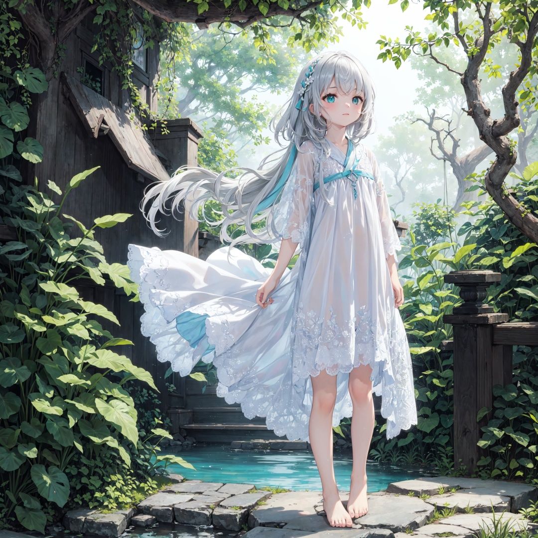 dark,dark,(((green, silver, glimmer)), limited palette, contrast, phenomenal aesthetic, best quality, sumptuous artwork, (masterpiece), (best quality), (ultra-detailed), (((illustration))), ((an extremely delicate and beautiful)), (detailed light),

dark,lily of the valley,lily of the valley,vines,forest, ruins, Blurred picture, lens flare, hdr,Tyndall effect,


1girl, cold theme, broken glass, broken wall, aqua theme, white hair, blinking, white dress, closed mouth, constel lation, flat color, noline art, white hair, braid, blinking, white robe, bust \(sculpture\), barefoot, float, closed mouth, constel lation, flat color, looking up, standing, male focus, medium hair, standing, solo         