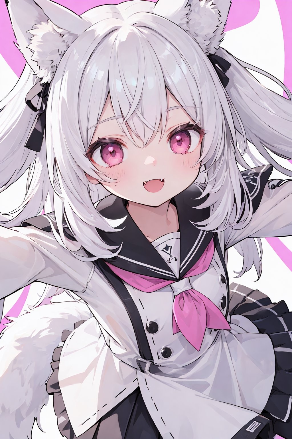 flat color BREAK ,  solo BREAK school uniform,  white hair on Tensor.Art