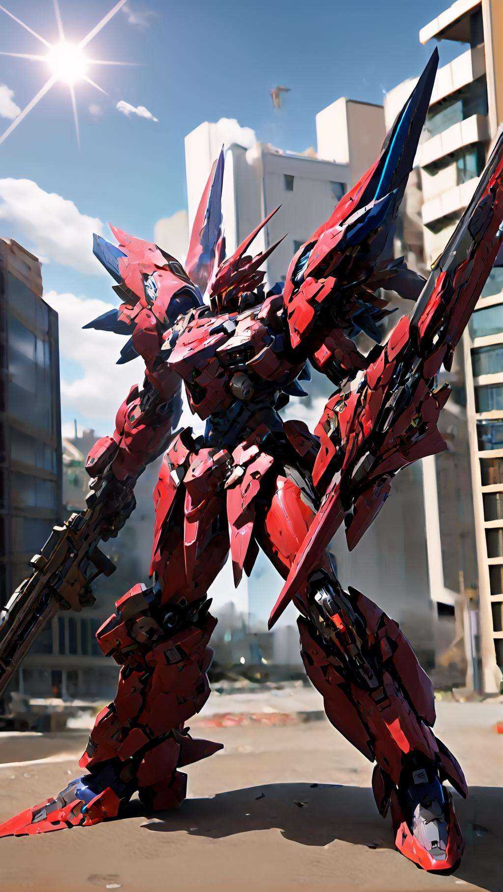 a (((mecha))) with sleek and menacing design,  holding weapon,  mecha armor on Tensor.Art