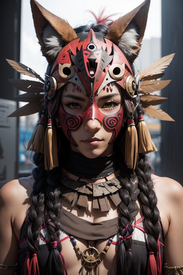 cibertribal,  mask_wolf,  (2D anime) on Tensor.Art