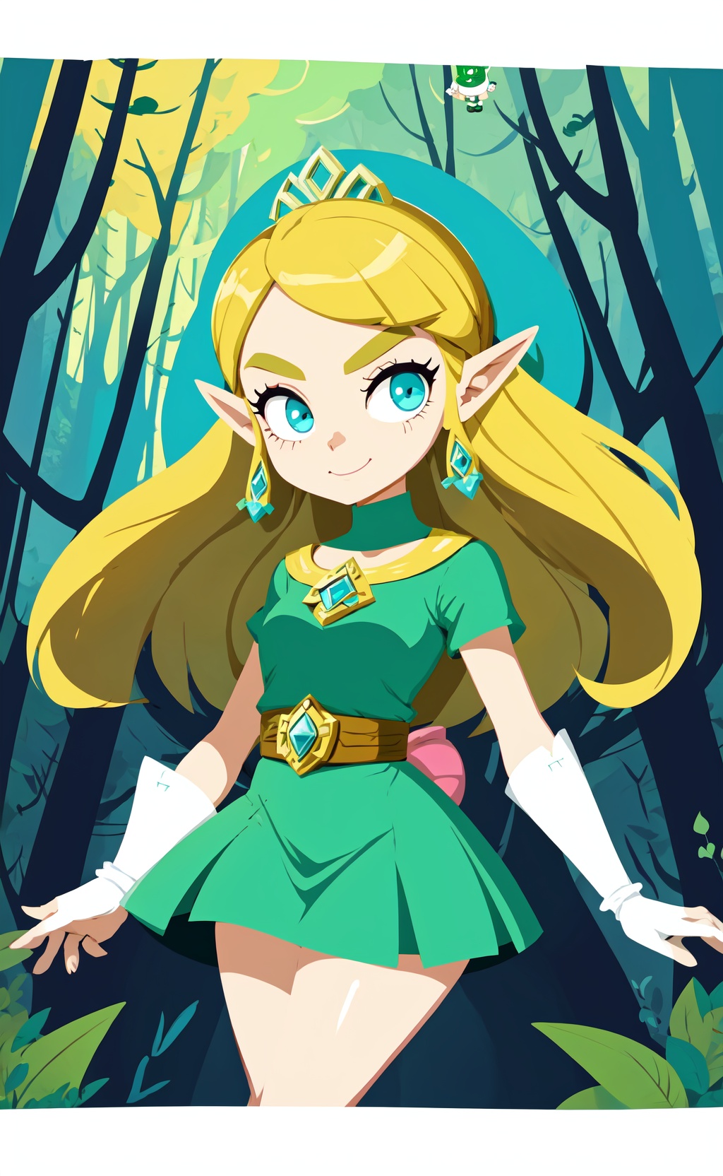 powerpuff girls style,  Princess Zelda,  beautiful forest on Tensor.Art