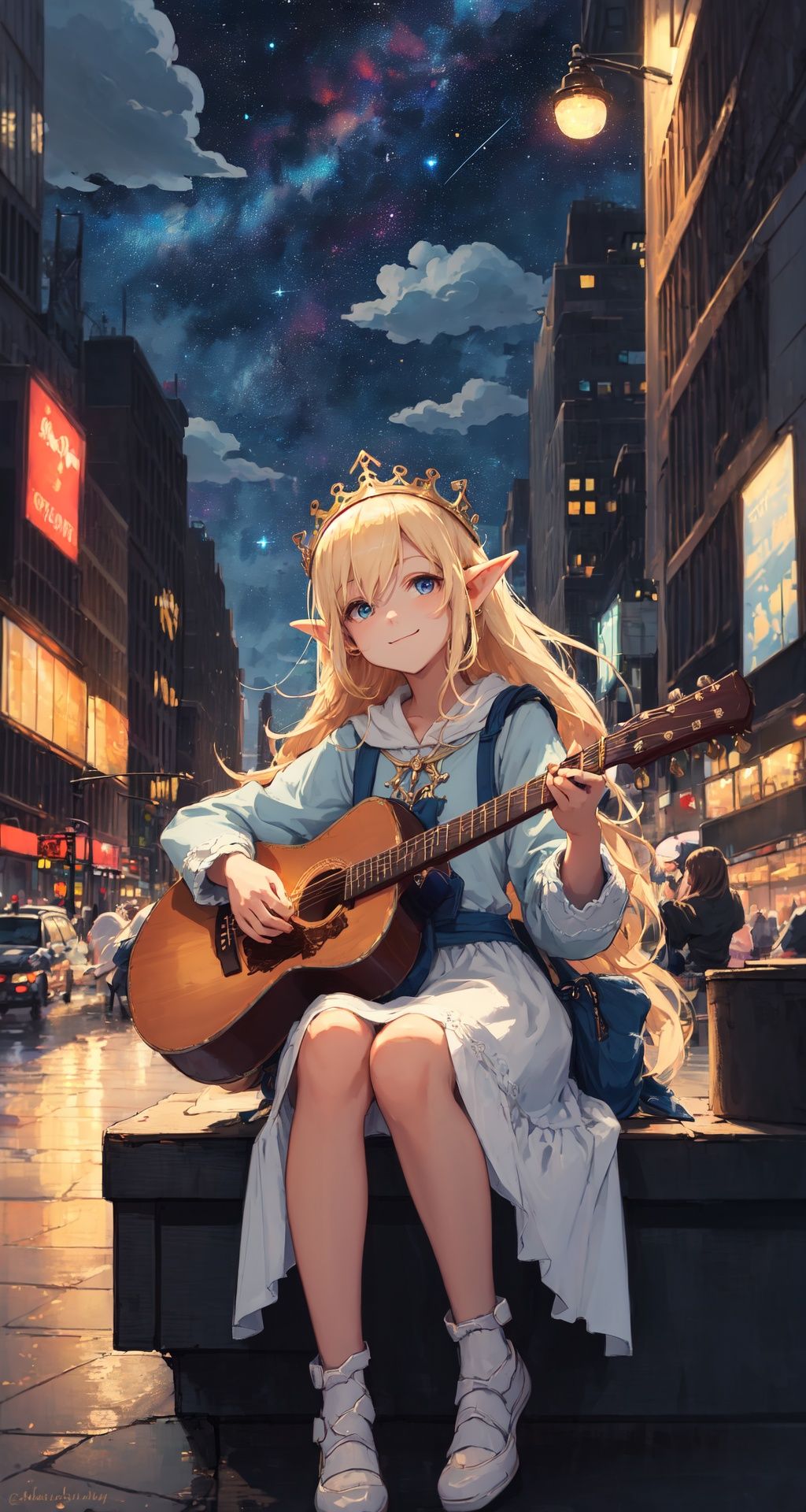 masterpiece,  best quality,  the cloud elf queen busks on the streets of new york on Tensor.Art