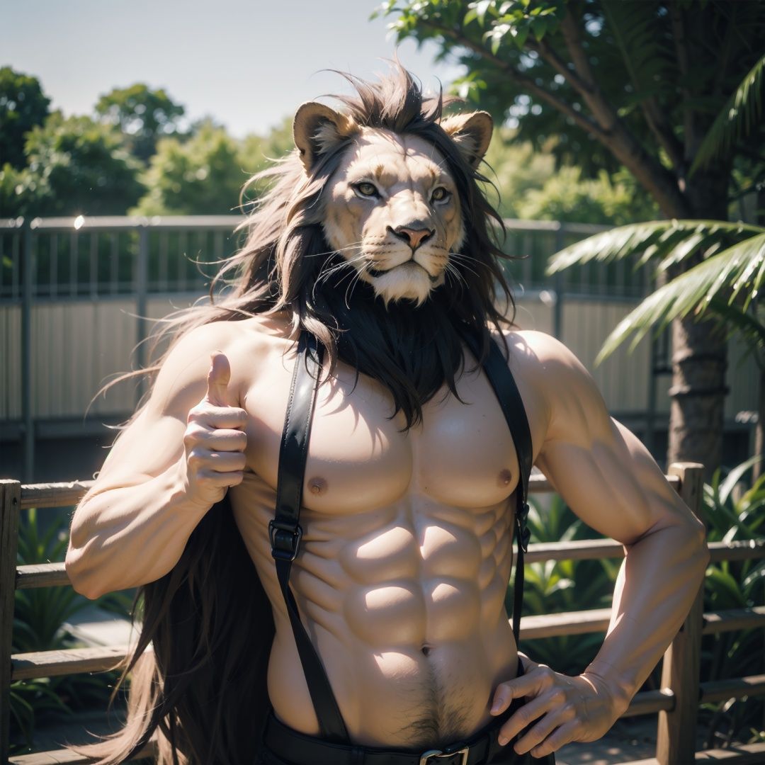 lion man,  thumbs up,  zoo on Tensor.Art