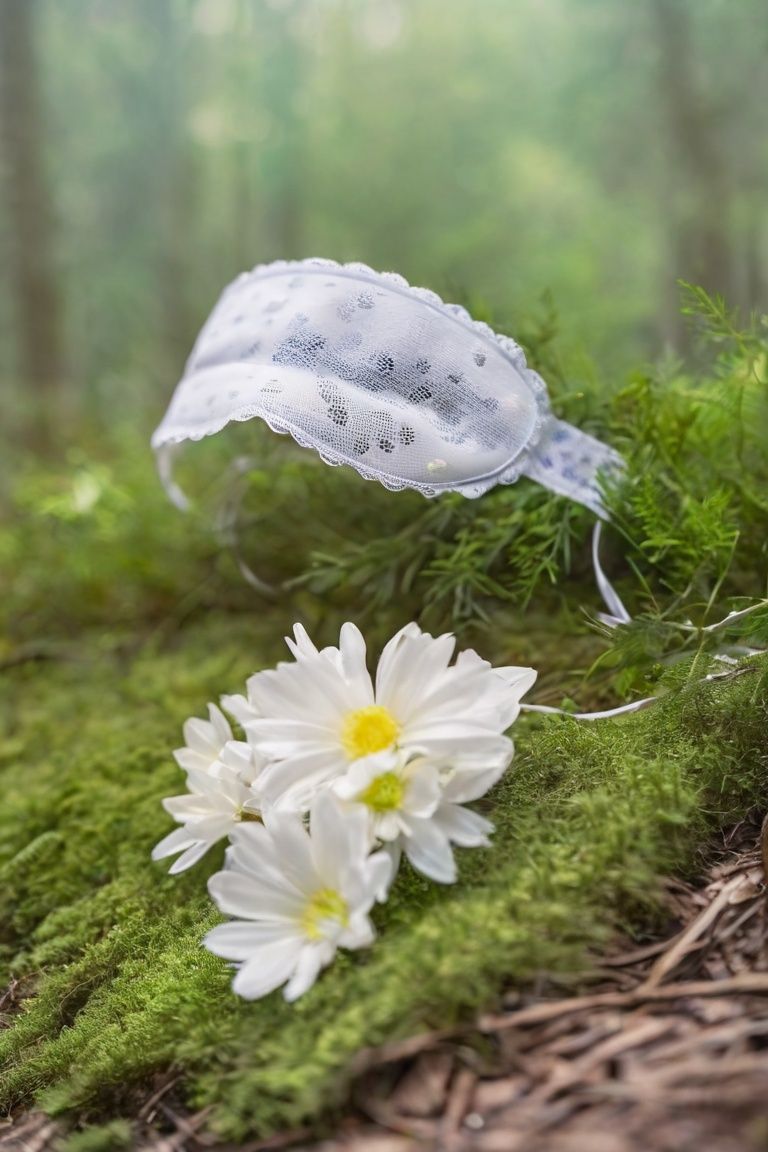  Flowers lie on the forest surface, the serenity of spring, soft light, (spring theme), beautiful spring woods, Fuji, bokeh,Flower Blindfold