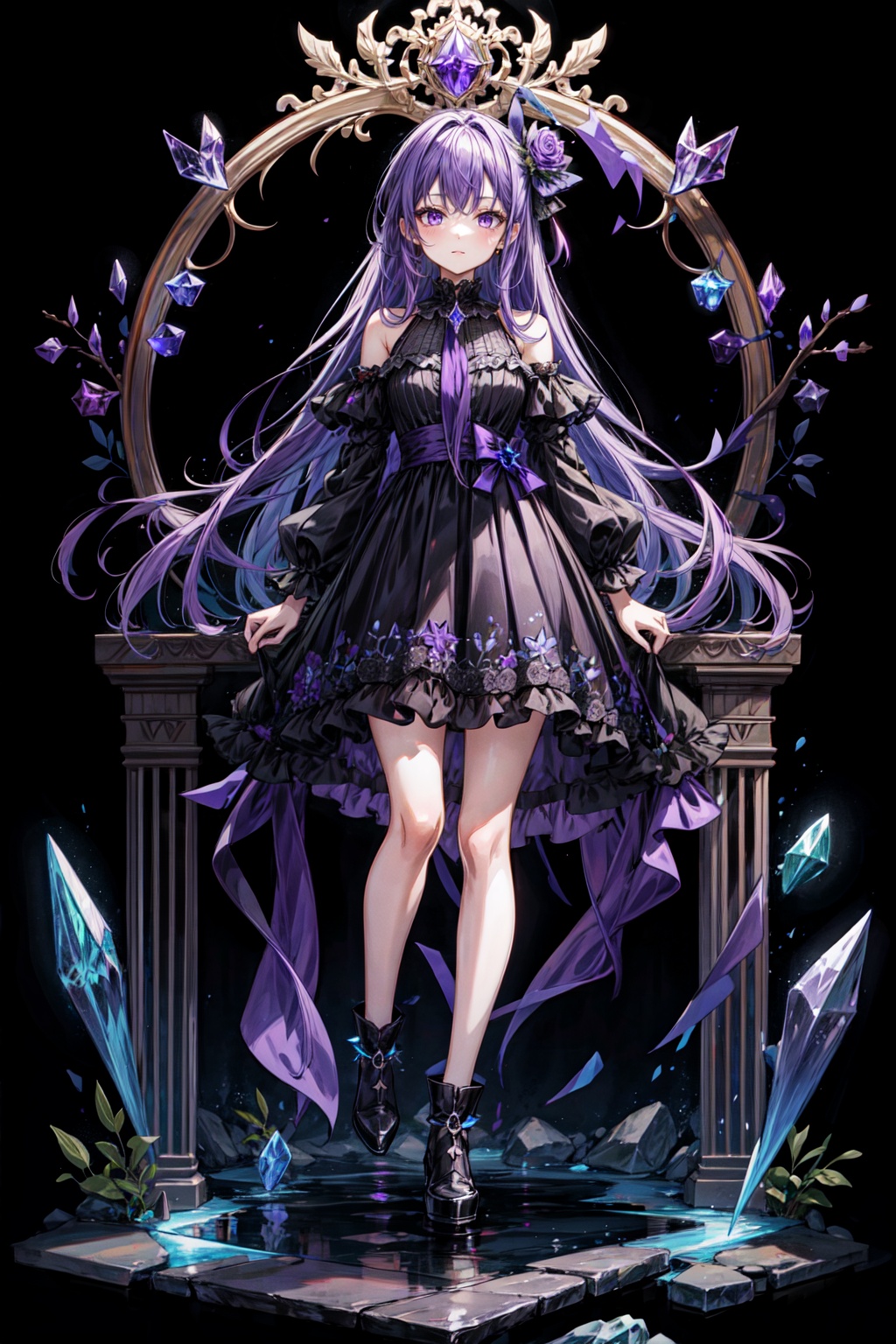 Girl,  long purple hair,  purple eyes by SINGU AI on Tensor.Art