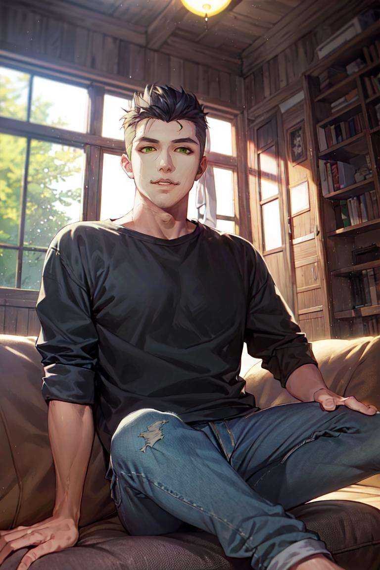 genji,  solo,  dressed in casual clothes on Tensor.Art
