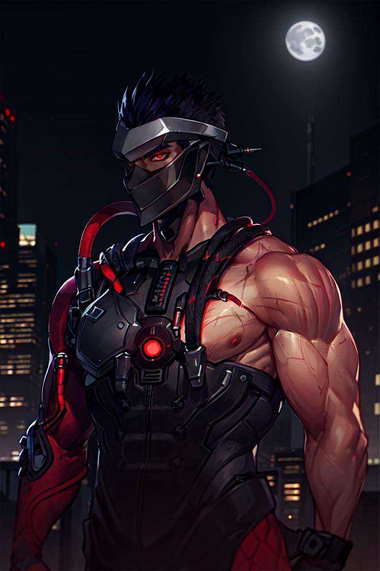 bwgenji,  upper body,  one arm naked on Tensor.Art