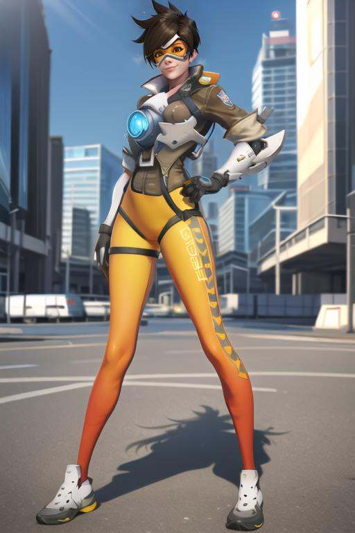 tracer,  bomber jacket,  chest harness on Tensor.Art