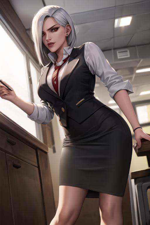 ashe,  business clothes,  pencil skirt on Tensor.Art