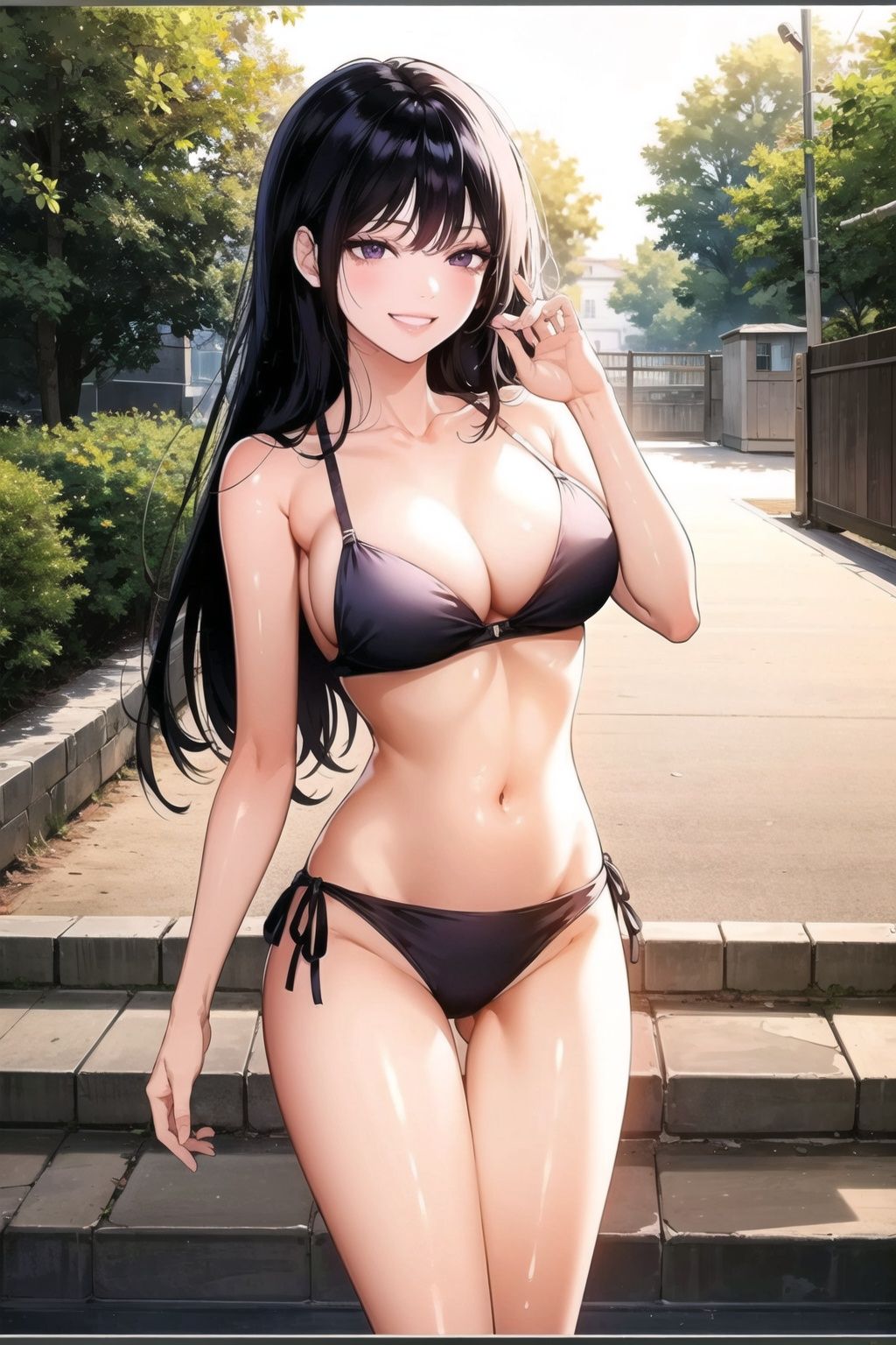 1girl,  black hair,  purple eyes on Tensor.Art