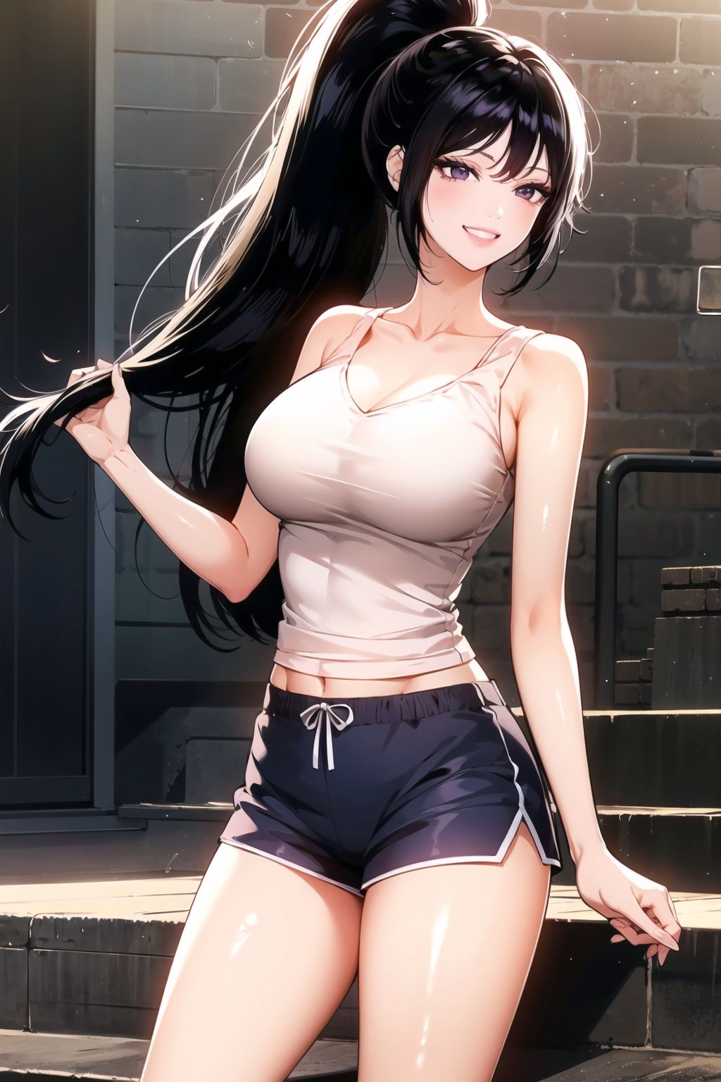 1girl,  black hair,  purple eyes on Tensor.Art