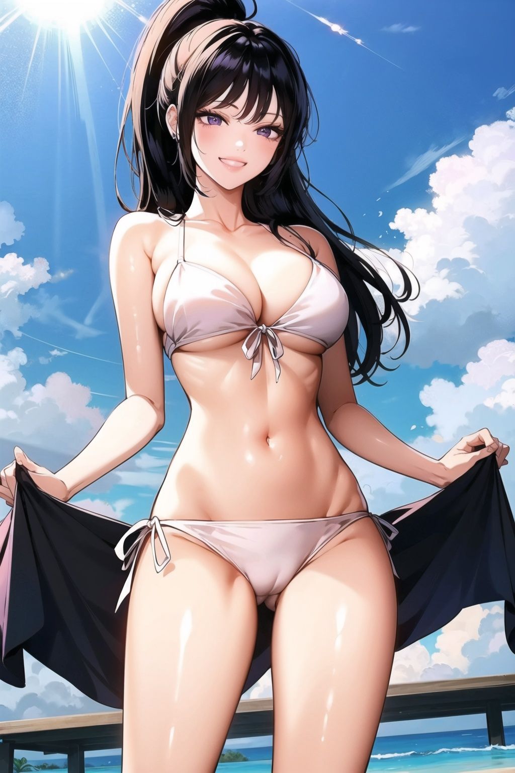 1girl,  black hair,  purple eyes on Tensor.Art