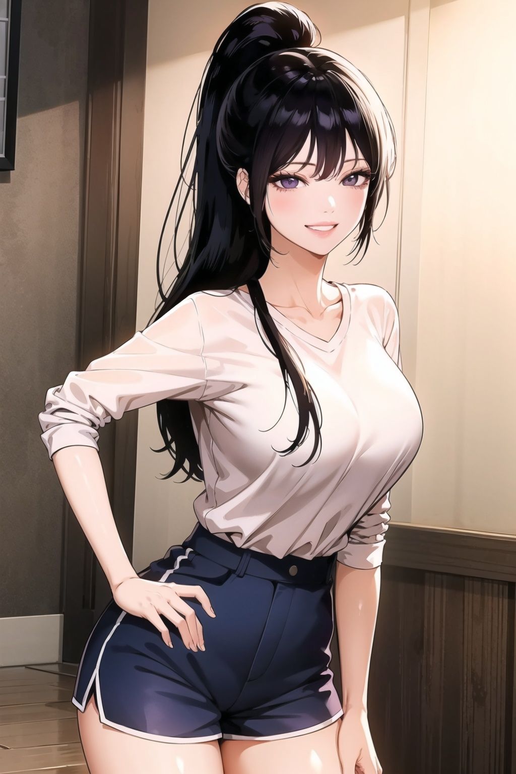 1girl,  black hair,  purple eyes on Tensor.Art