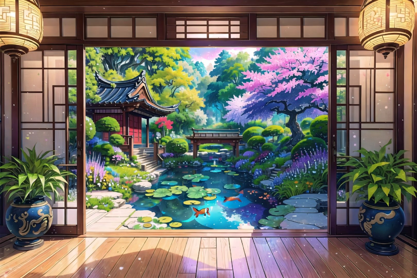 Immerse yourself in a artwork that brings to life a fantastic vortex of colors in a vibrant magical realm,  top quality,...