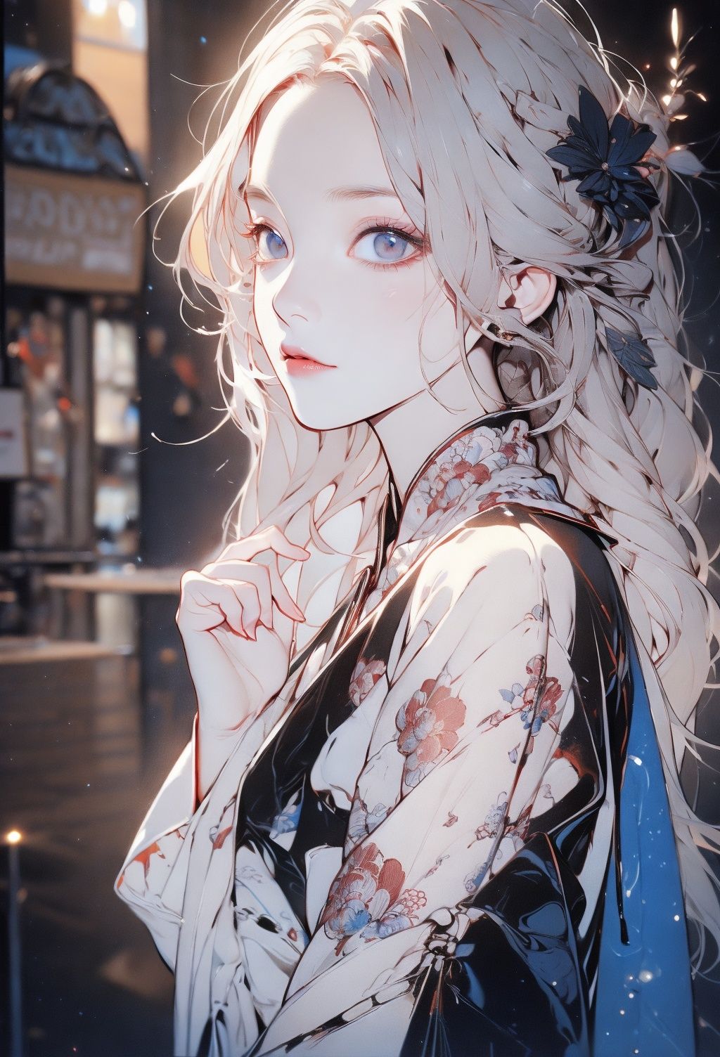 masterpiece,best quality,ultra-detailed,illustration,beautiful art,artistic,realistic,8k,wallpaper,beautiful,high resolution,good composition,good art,scenery,cinematic,detailed skin,oily skin,glossy skin,fine skin,beautiful dark wine red | milky way white hair,beautiful hair,beautiful eyes,hand with five delicate fingers,perfect anatomy,correct limb,realistic,a little girl,sweaty,Midsummer,surfing,beautiful sea,beautiful waves,upper body,ChihunHentai,emma,patent leather dress,Chinese style,huliya,dunhuang_cloths,yifu,yuyao,foreground,moonriver,capricornus,piscesarmor,dress,light rays,die,film light,The eye