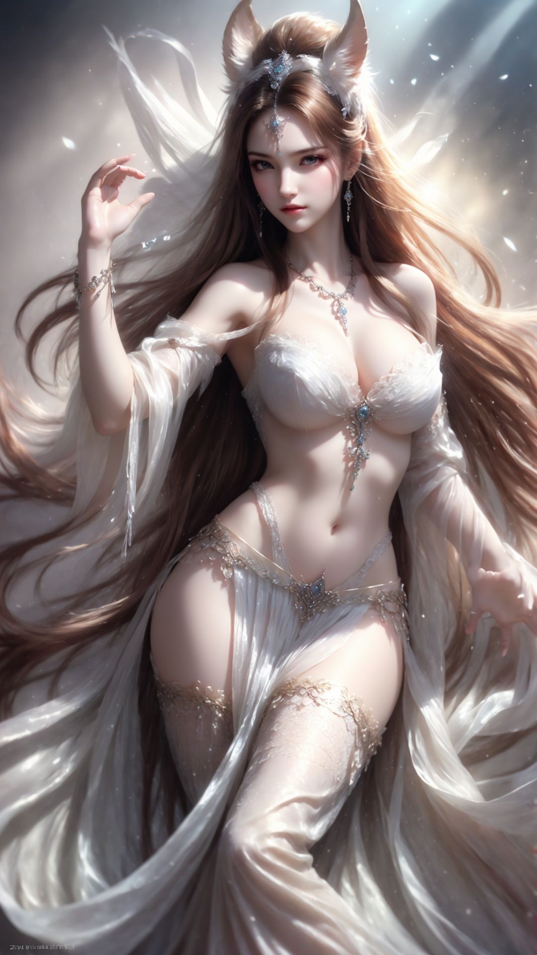 tiara,  Expose the navel,  absurdly long hair on Tensor.Art
