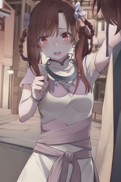 loli, dark red hair, hair rings, cute, liyiru17