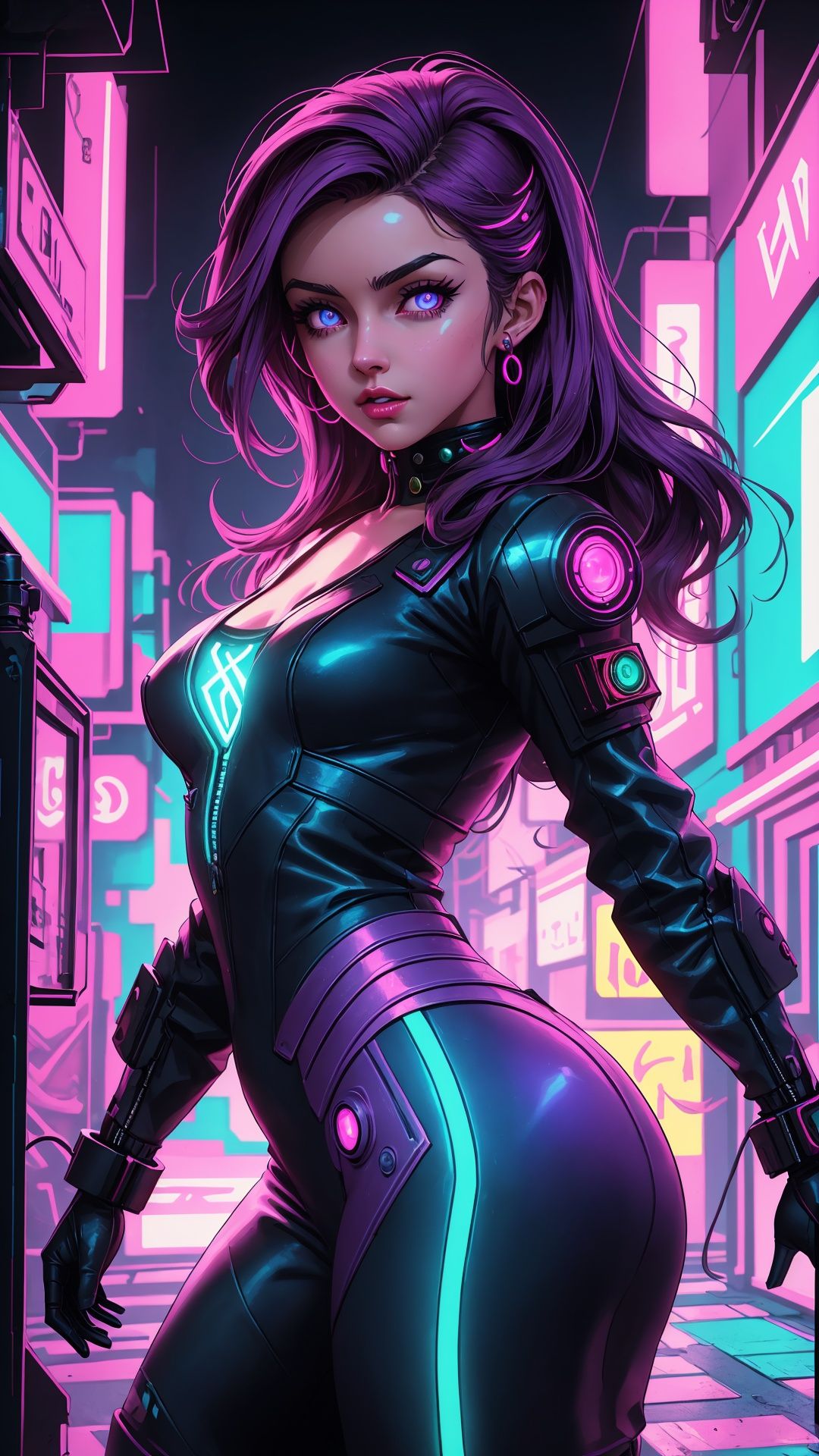 Ana De Armas as cyberpunk ninja robot warrior,  light purple Eyes,  Marvel X-23 on Tensor.Art