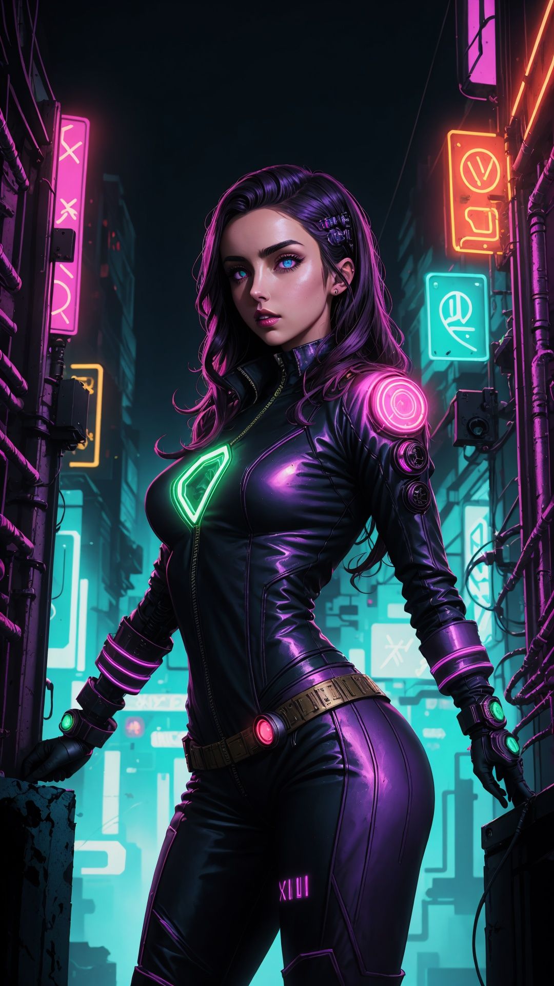 Ana De Armas as cyberpunk ninja robot warrior,  light purple Eyes,  Marvel X-23 on Tensor.Art