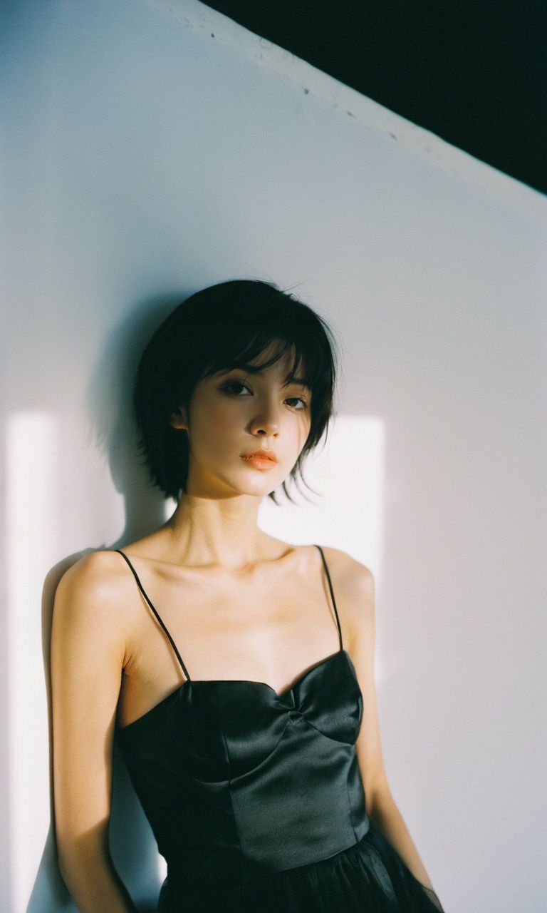 xxmixgirl,  1 female dress noir shadow kodak portra 800 medium format film by Ryan McGinley on Tensor.Art