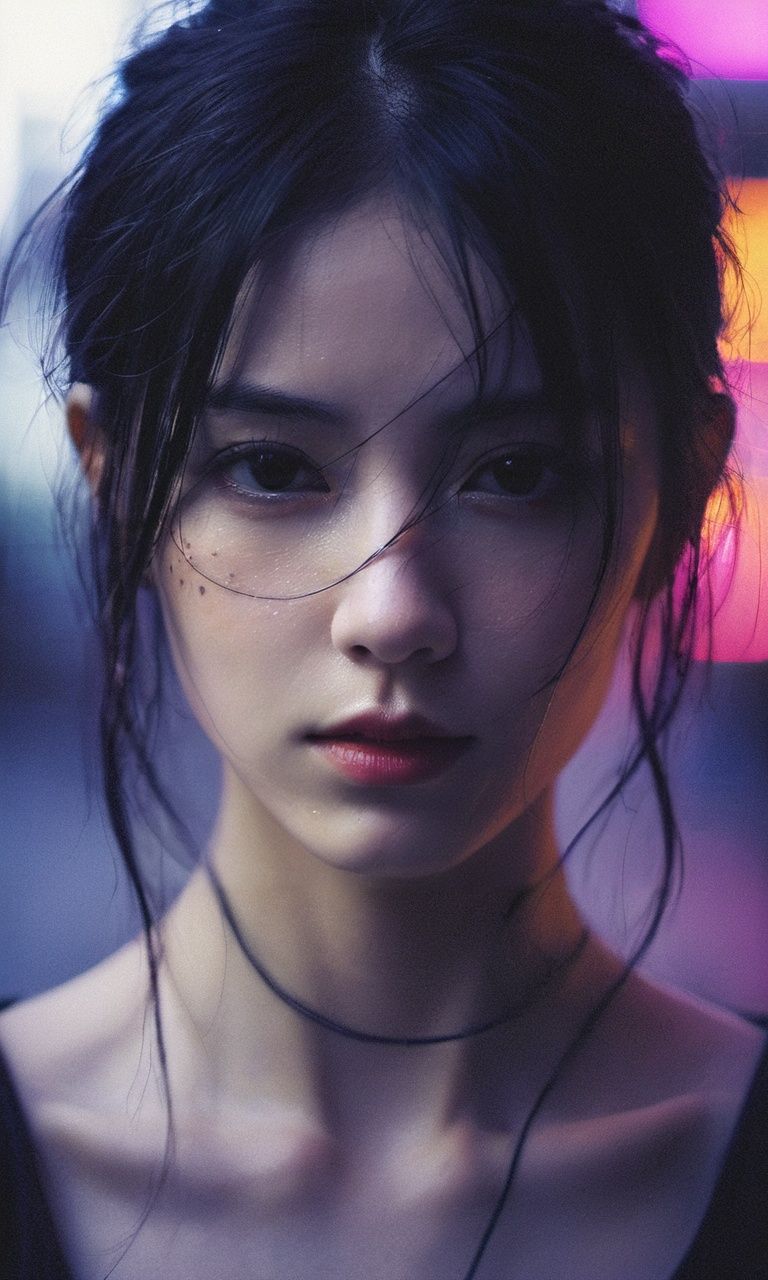 xxmixgirl,  1 female detailed face time square detailed background cyberpunk shadow dramatic lighting by Bill Sienkiewicz...