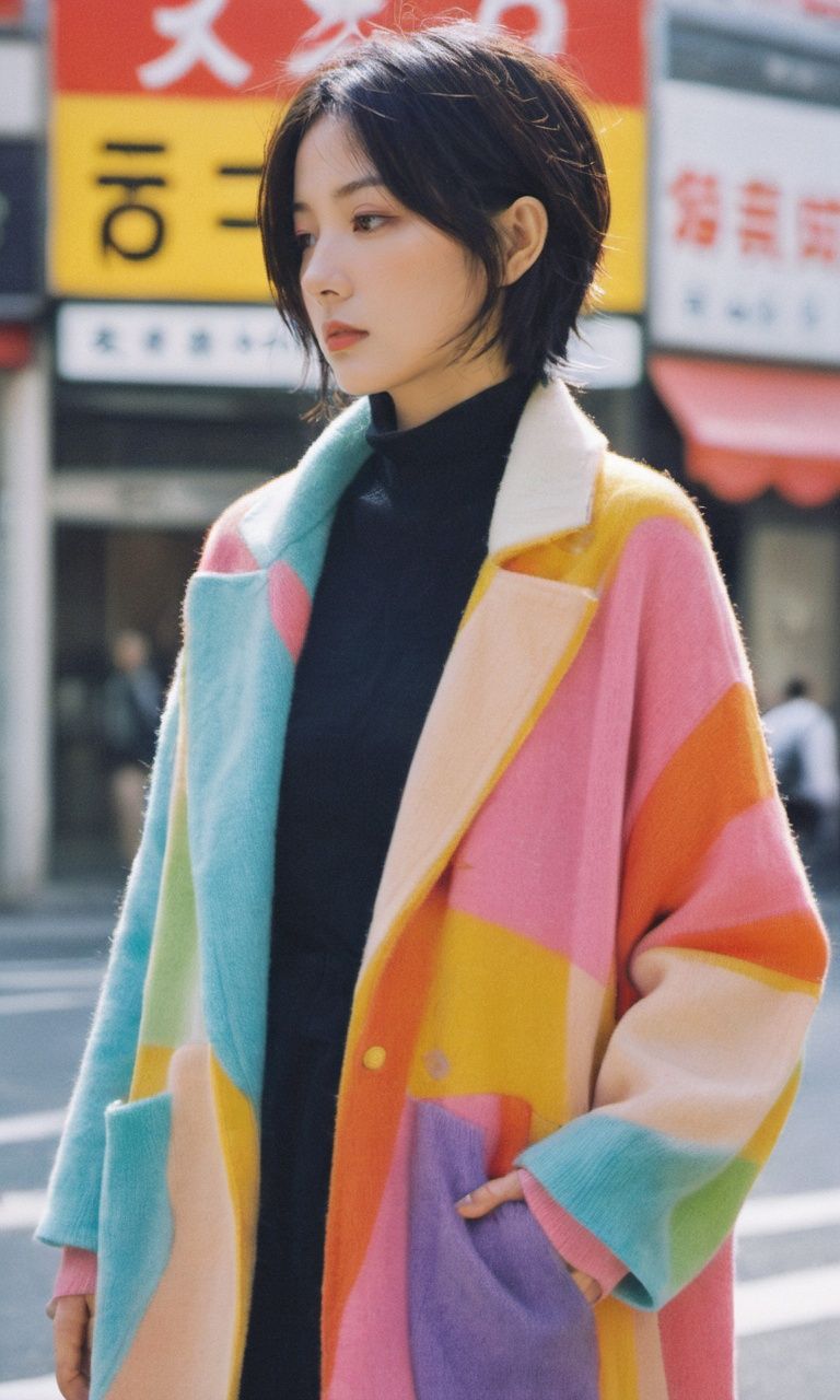 xxmixgirl,  1 female,  colorful fashion street by Masaaki Yuasa Harumi Hironaka on Tensor.Art