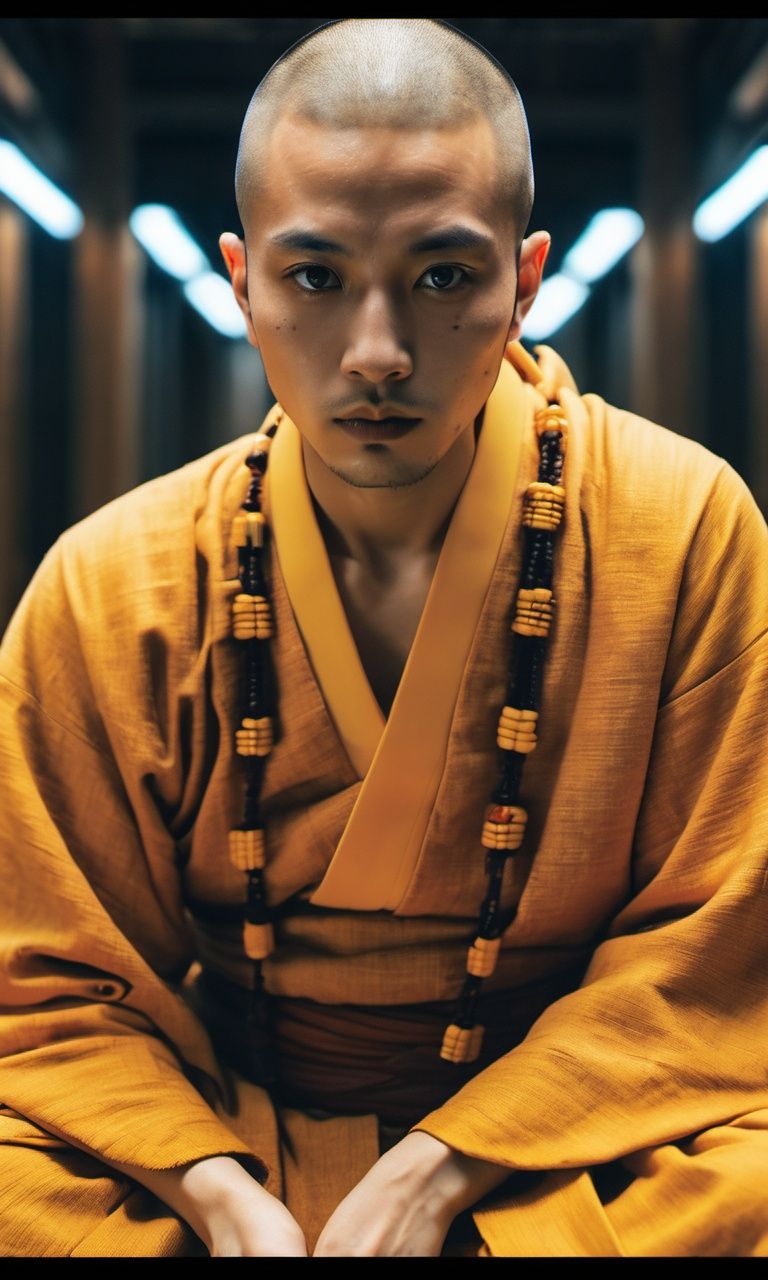 xxmix,  elaborate portrait of a monk by Laurey Greasley and Takeshi Obata,  desire to achieve enlightenment on Tensor.Art