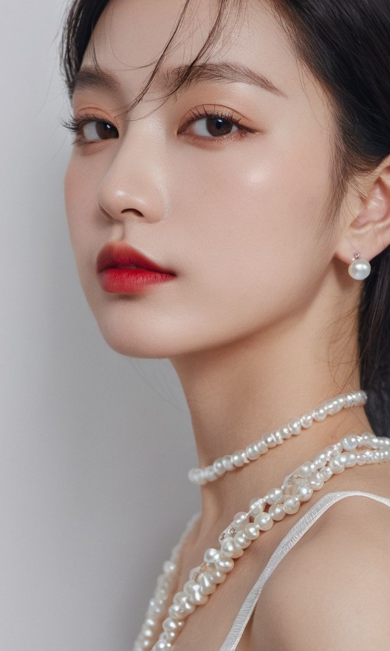 xxmixgirl,  a close up of a woman with a red lipstick and earrings,  up close shot shinji aramaki on Tensor.Art