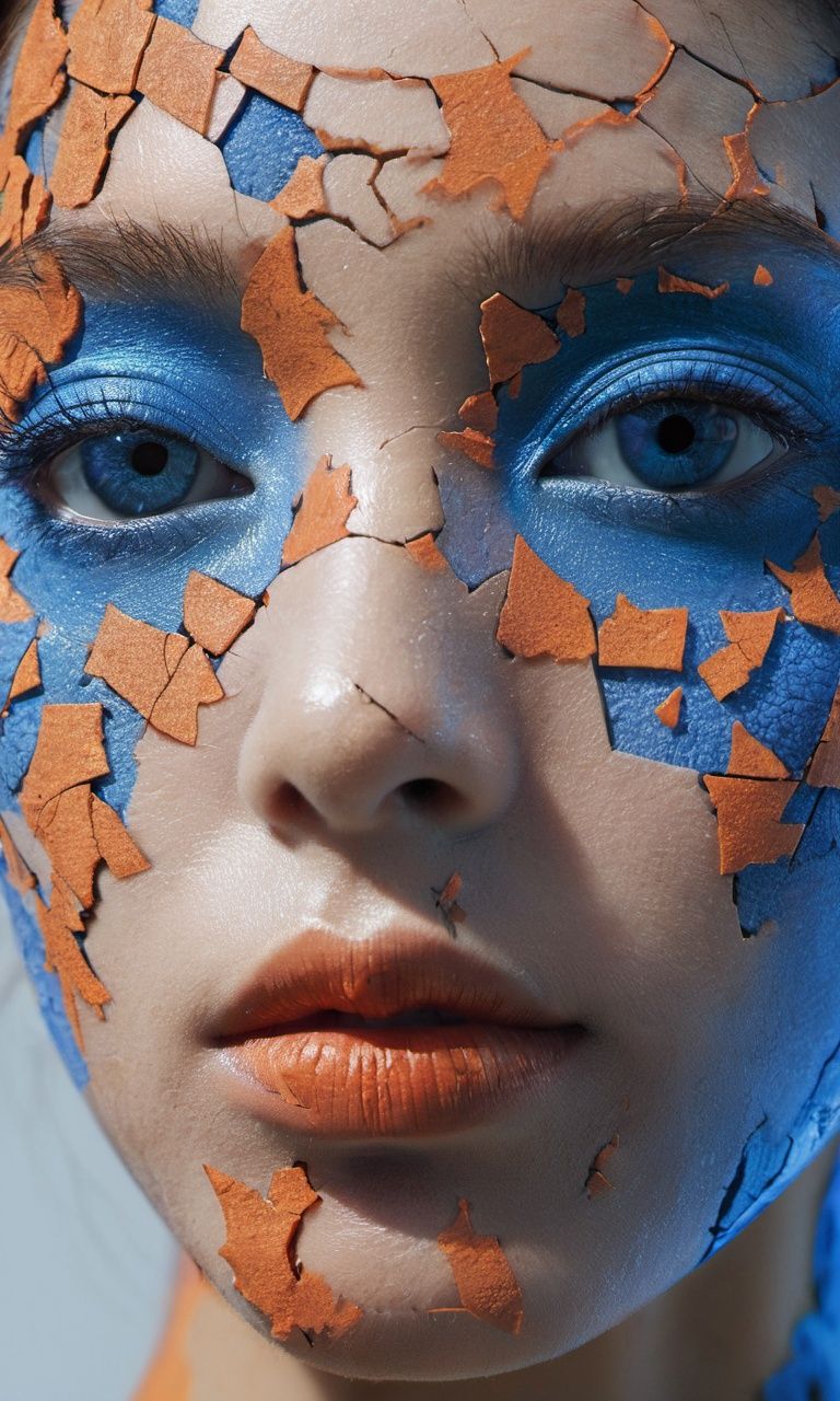 xxmixgirl,  a close up of a person's face on a cracked surface,  inspired by Alberto Seveso on Tensor.Art