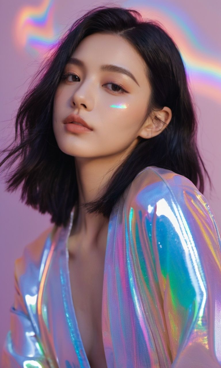 xxmixgirl,  flowing rainbow colored holographic background. Keywords: nike,  holographic on Tensor.Art